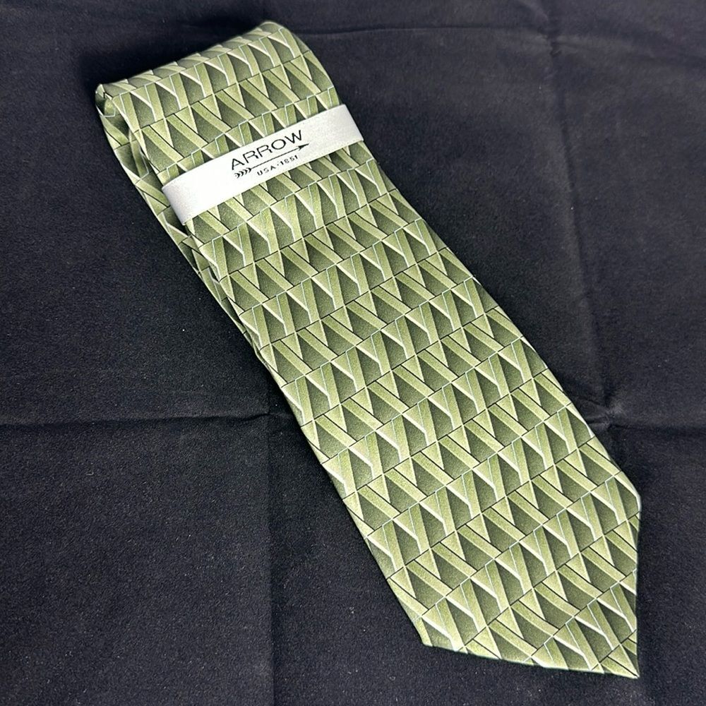 Arrow USA 1851 Green Sage Silk Tie USA Made